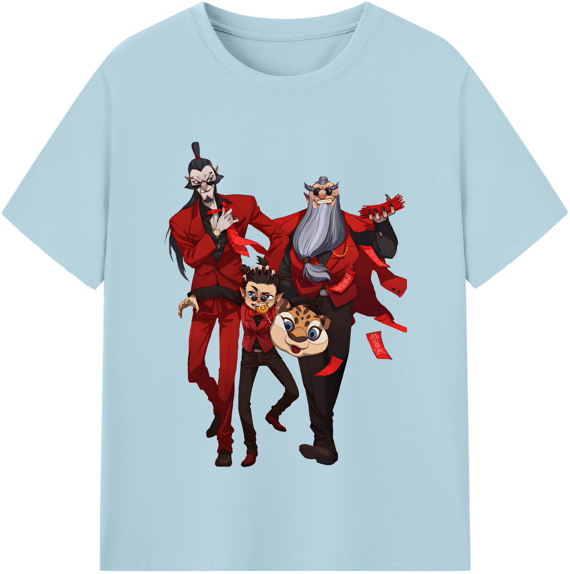 （画像用） Ne Zha 2 ナタ 魔童の大暴れ 綿100％半袖Tシャツ（フロントプリント）